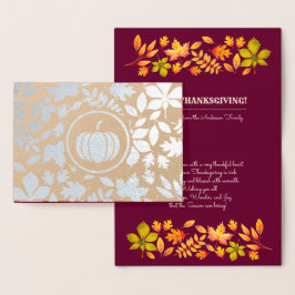 Höst löv & Pumpkin Luxury Thanksgiving Real Folierat Kort