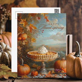 Höst löv Pumpkin Paj Happy thanksgiving Helg Vykort