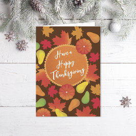 Höst löv Pumpkin Paj Thanksgiving Helgdag Kort