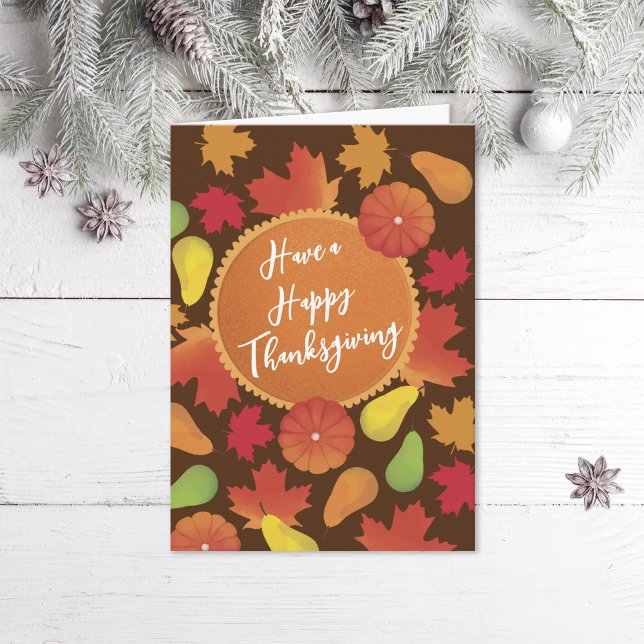 Höst löv Pumpkin Paj Thanksgiving Helgdag Kort (Skapare uppladdad)