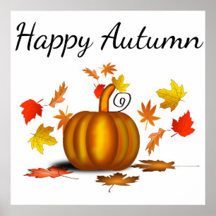 Höst löv & Pumpkin Poster