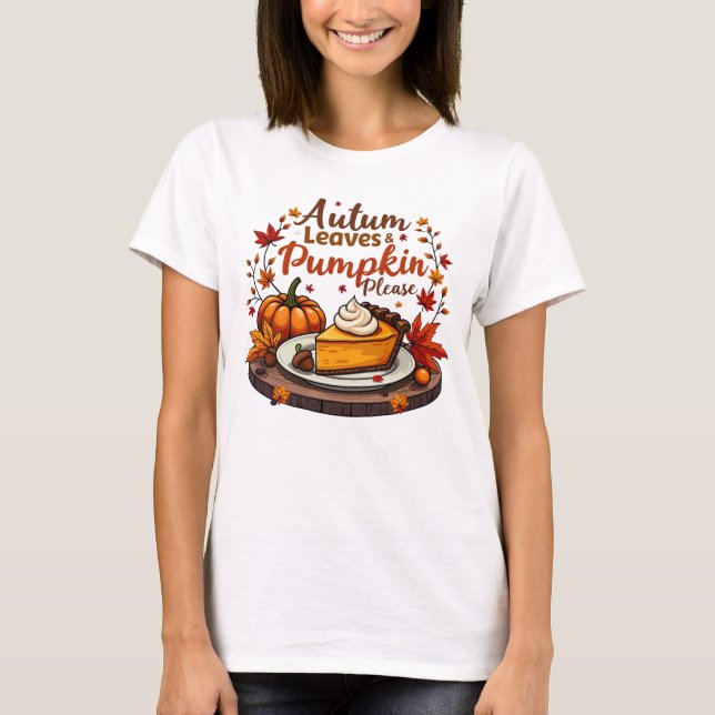 Höst löv & Pumpkin Snälla - Fall Paj Dessert T Shirt (Framsida)