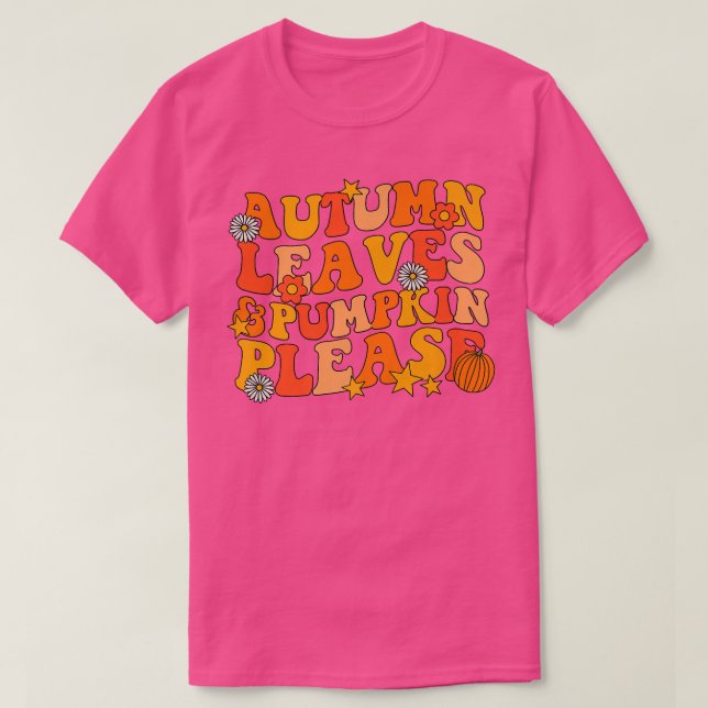 Höst löv Pumpkin Snälla Groovy Fall Autumn Ha T Shirt (Design framsida)