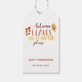 Höst löv Pumpkin Snälla Happy thanksgiving Presentetikett