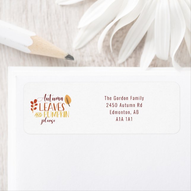 Höst löv Pumpkin Snälla Happy thanksgiving Returadress Etikett (Insitu)