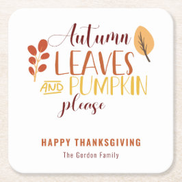 Höst löv Pumpkin Snälla Happy thanksgiving Underlägg Papper Kvadrat