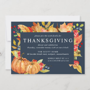 Höst löv Pumpkin Thanksgiving Dinner Invati Inbjudningar