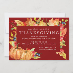 Höst löv Pumpkin Thanksgiving Dinner Invati Inbjudningar