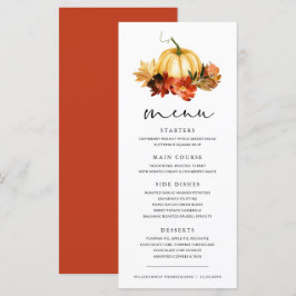 Höst löv Pumpkin Thanksgiving Dinner Menu Meny
