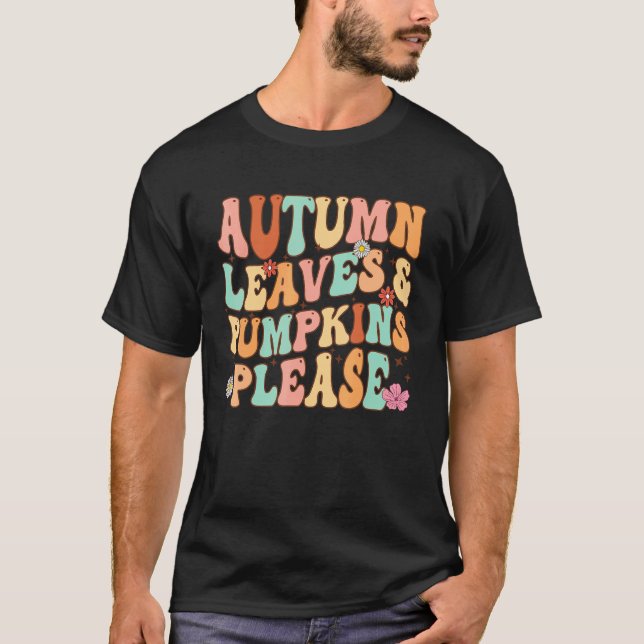 HÖST LÖV & PUMPKINS PLEASE Fall Season Grap T Shirt (Framsida)