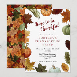 Höst löv Pumpkins Ram Thanksgiving Dinner Inbjudningar