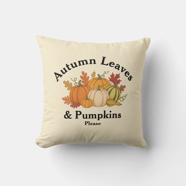 Höst löv & Pumpkins - Rustic Fall Home Decor Kudde (Framsida)
