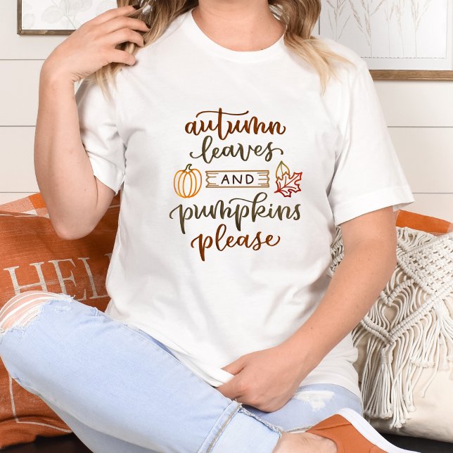 Höst löv & Pumpkins Snälla, fyll Tshirt T Shirt (Skapare uppladdad)
