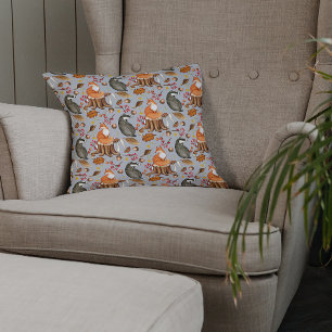 Höst löv räder och räv kudde