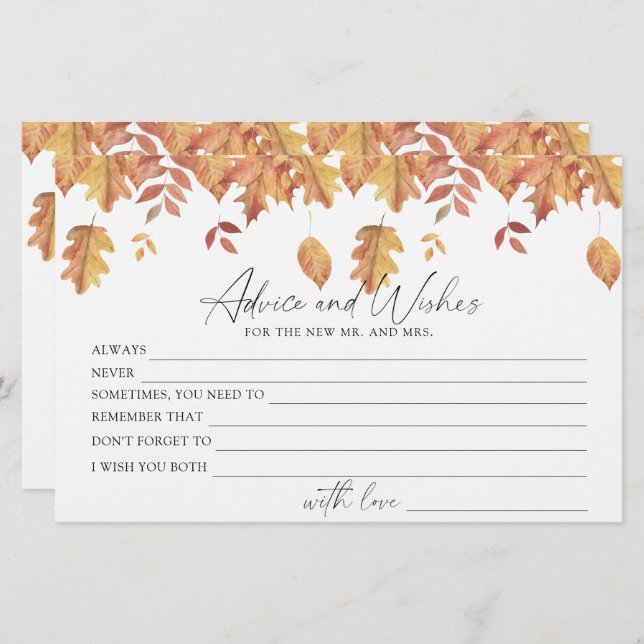 Höst löv - Rådgivning och önskemål möhippa Brevpapper (Fram/baksida)