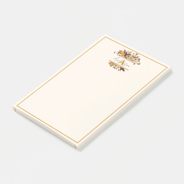 Höst löv ram personlig post-it block (Vinklad)