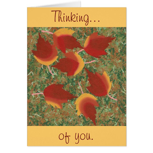 Höst löv Red Maple-Abstrakt på gräs Hälsningskort (Framsidan)