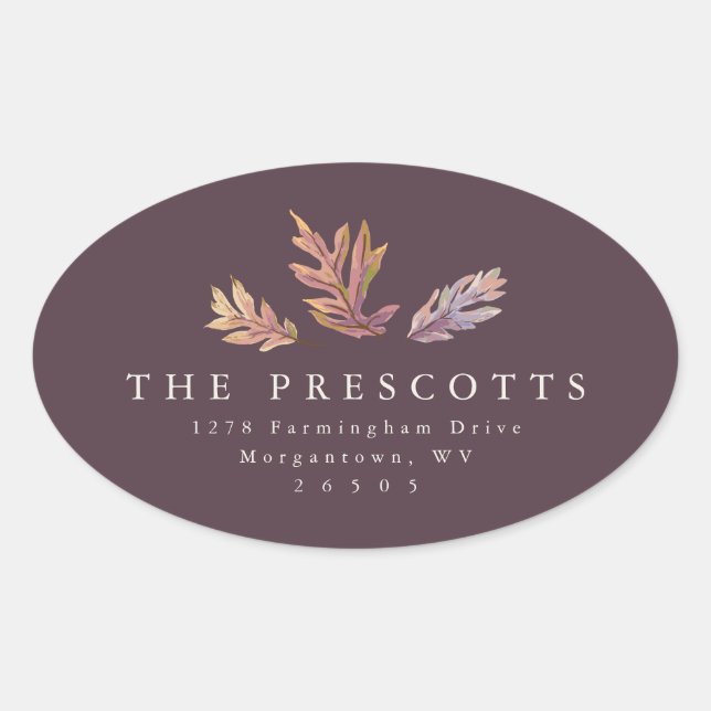 Höst löv returadressen ovalt klistermärke (Framsida)