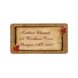 Höst löv, returadressetikett för FAUX Burlap 3 Adressetikett
