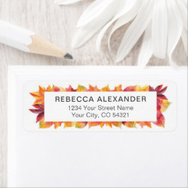 Höst löv returadressetikett för vattenfärg returadress etikett