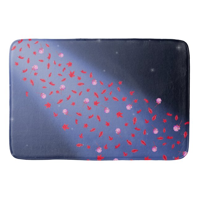 Höst löv & Ro Blue & Red Bath Mat Badrumsmatta (Framsidan)