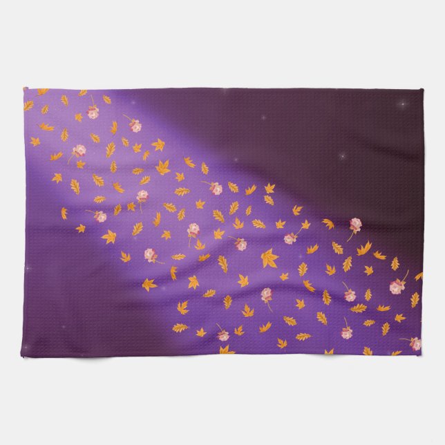 Höst löv & Ro Blue Tea Towel Kökshandduk (Horisontell)