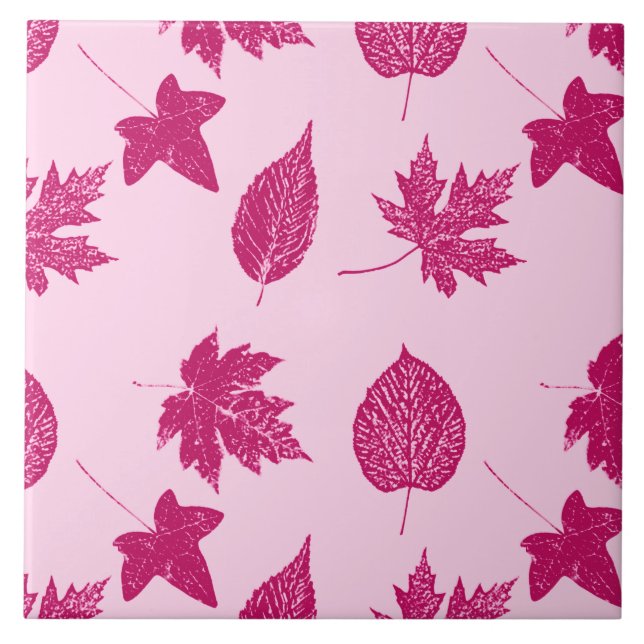 Höst löv - rosa av burgundi och snäcka kakelplatta (Framsidan)