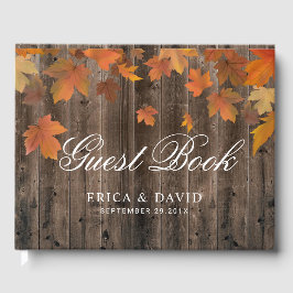 Höst löv Rustic Barn Wood Fall Wedding Gästböcker