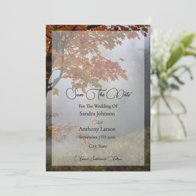 Höst löv Rustic Bröllop spara datum Spara Datumet (Stående Fram)