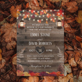 Höst löv Rustic Lantern Fall Wedding Inbjudningar