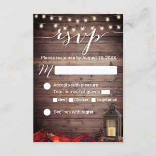 Höst löv Rustic Lantern Fall Wedding OSA Kort