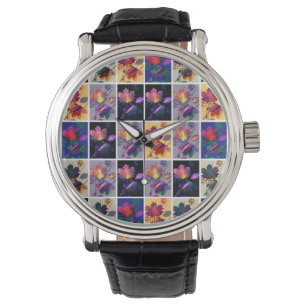 Höst löv Rustic Patchwork Quilt Collage Armbandsur