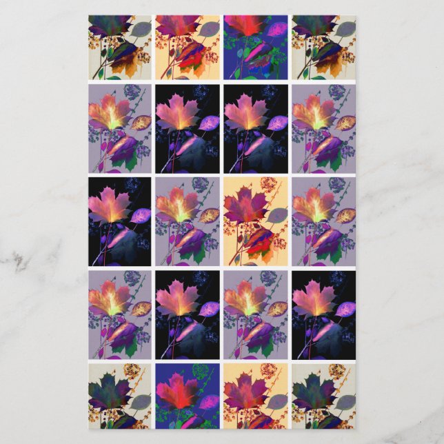 Höst löv Rustic Patchwork Quilt Collage Brevpapper (Framsida)