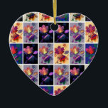 Höst löv Rustic Patchwork Quilt Collage Julgransprydnad Keramik<br><div class="desc">Vackert lövlappsverk av höst löv och torkade blommor. Digitalgrafik med anpassningsbar ger en fantastisk färgstark visning. Perfekt för gåva ge eller för att dekorera din egen omgivning.</div>