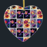 Höst löv Rustic Patchwork Quilt Collage Julgransprydnad Keramik<br><div class="desc">Vackert lövlappsverk av höst löv och torkade blommor. Digitalgrafik med anpassningsbar ger en fantastisk färgstark visning. Perfekt för gåva ge eller för att dekorera din egen omgivning.</div>