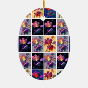 höst löv Rustic Patchwork Quilt Collage Julgransprydnad Keramik