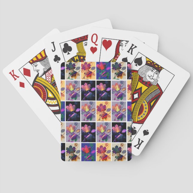 Höst löv Rustic Patchwork Quilt Collage Kortlek (Baksidan)