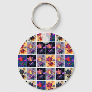 höst löv Rustic Patchwork Quilt Collage Nyckelring