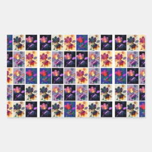 Höst löv Rustic Patchwork Quilt Collage Rektangulärt Klistermärke