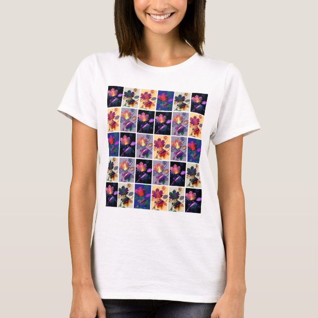 Höst löv Rustic Patchwork Quilt Collage T-shirt (Framsida)
