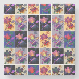 Höst löv Rustic Patchwork Quilt Collage Underlägg Sten