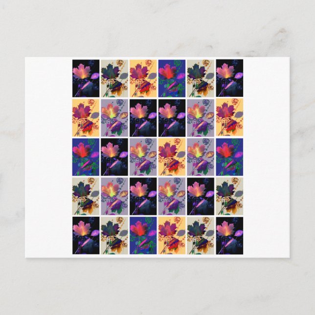 Höst löv Rustic Patchwork Quilt Collage Vykort (Framsida)