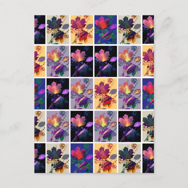 Höst löv Rustic Patchwork Quilt Collage Vykort (Framsida)