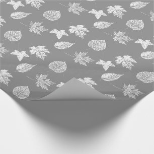 Höst löv - silvergrå färg och vit presentpapper