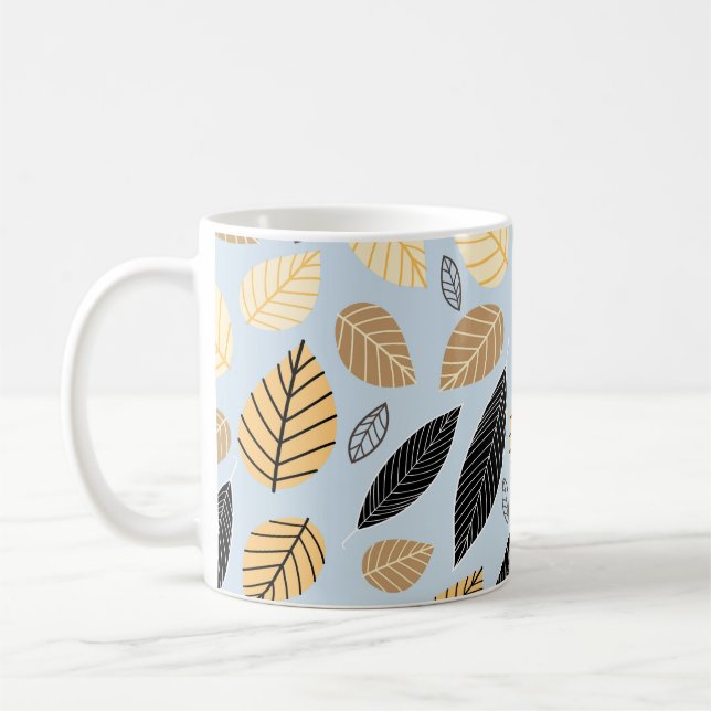 Höst löv: Sömlös blå bakgrund Kaffemugg (Vänster)