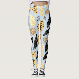 Höst löv: Sömlös blå bakgrund Leggings