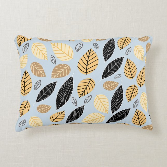 Höst löv: Sömlös blå bakgrund Prydnadskudde (Framsidan)