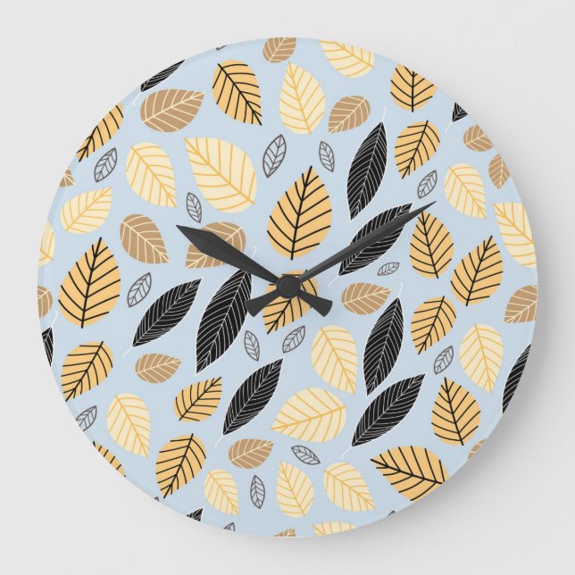 Höst löv: Sömlös blå bakgrund Stor Klocka (Framsida)