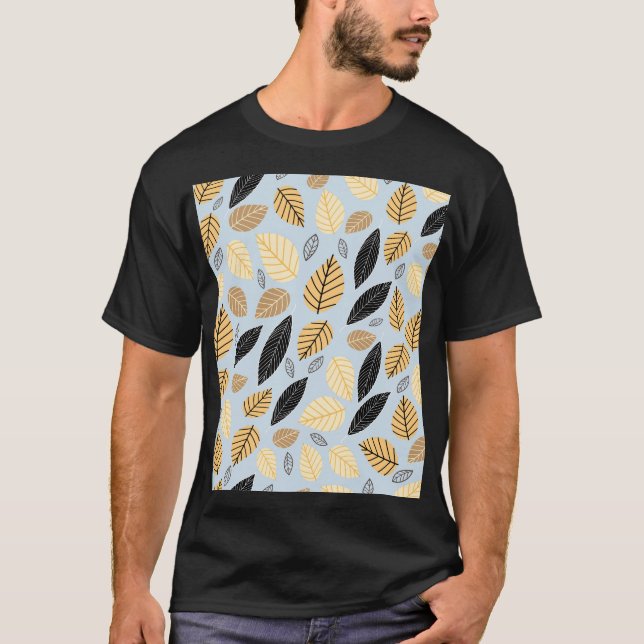 Höst löv: Sömlös blå bakgrund T Shirt (Framsida)