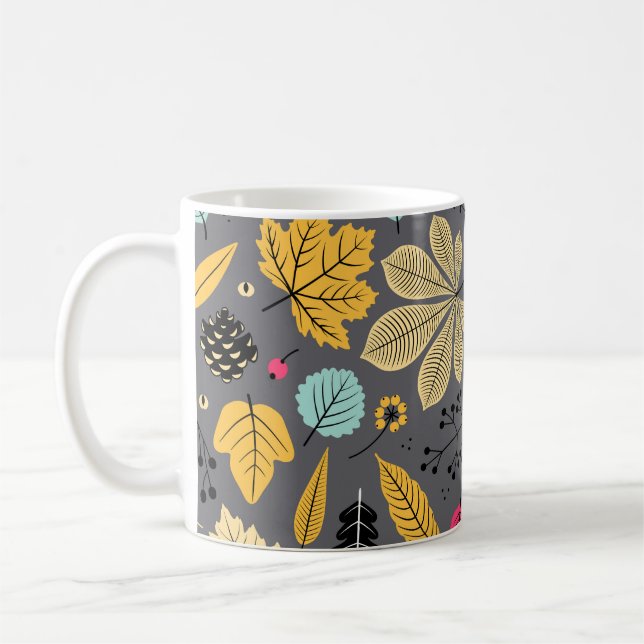 Höst löv: Sömlös Mörk Mönster Kaffemugg (Vänster)